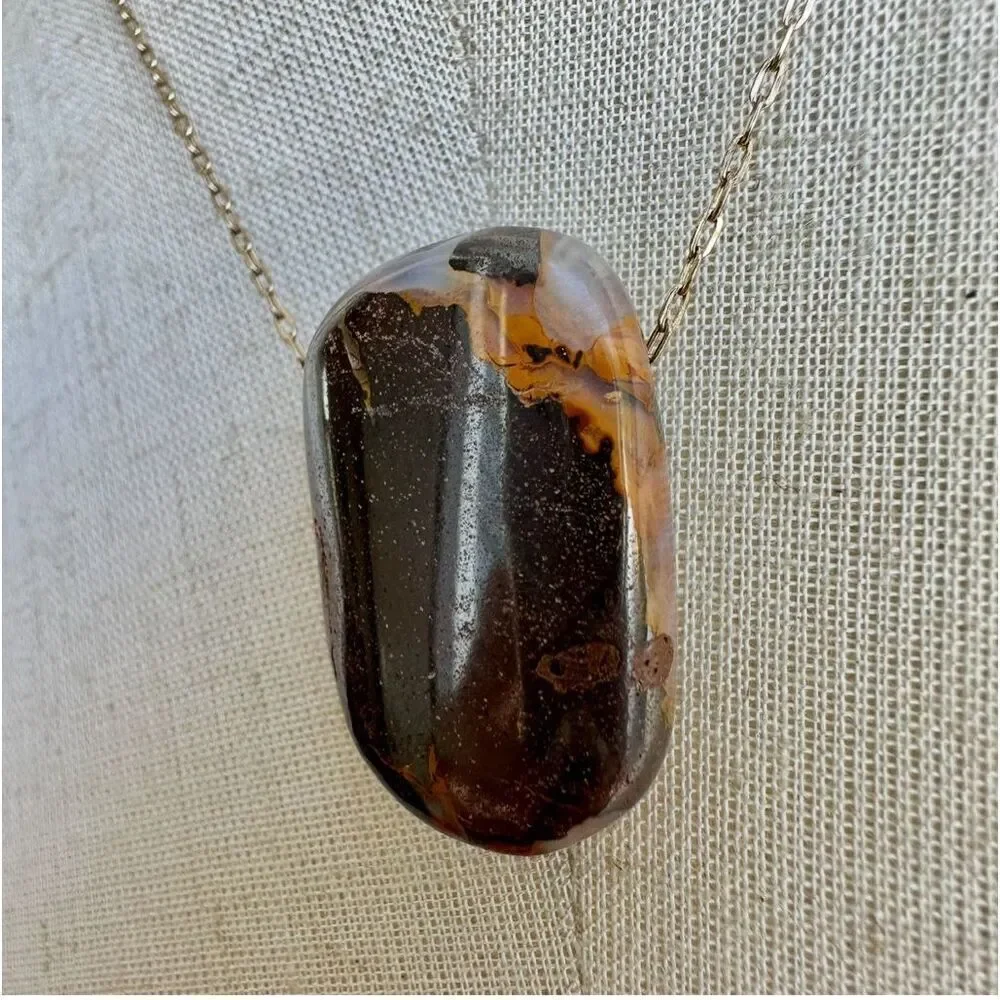 Gold filled boulder opal pendant necklace